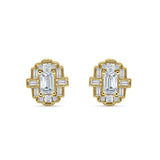 Floral 10.3mm Multistone Stud Earrings Cubic Zirconia 925 Sterling Silver