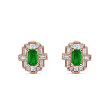 Floral 10.3mm Multistone Stud Earrings Green Emerald CZ 925 Sterling Silver