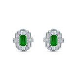 Floral 10.3mm Multistone Stud Earrings Green Emerald CZ 925 Sterling Silver