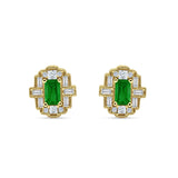 Floral 10.3mm Multistone Stud Earrings Green Emerald CZ 925 Sterling Silver