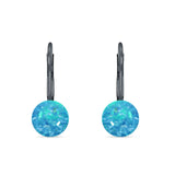 Round 6mm Lab Created Opal Leverback Earrings 925 Sterling Silver