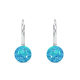 Round 6mm Lab Created Opal Leverback Earrings 925 Sterling Silver