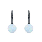 Round 6mm Lab Created Opal Leverback Earrings 925 Sterling Silver