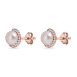 Round Pearl Stud Earrings