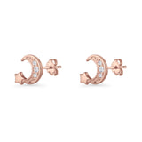 Crescent Moon & Star Stud Earrings