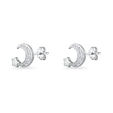 Crescent Moon & Star Stud Earrings