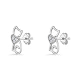 Heart Cat Stud Earring