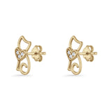Heart Cat Stud Earring