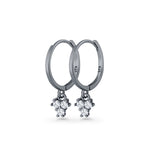 Trio CZ Dangle Drop Hoop Earring