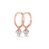 Trio CZ Dangle Drop Hoop Earring