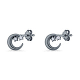 Crescent Moon & Star Stud Earrings