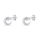 Crescent Moon & Star Stud Earrings