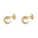 Crescent Moon & Star Stud Earrings