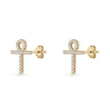 Ankh Cross Stud Earrings
