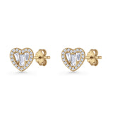 Heart CZ Stud Earrings