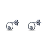 CZ Cluster Open Circle Stud Earrings