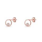 CZ Cluster Open Circle Stud Earrings