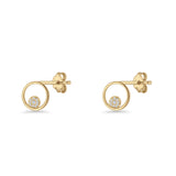 CZ Cluster Open Circle Stud Earrings