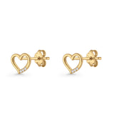 Open Heart CZ Stud Earrings