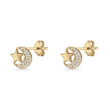 Moon & Star Stud Earrings
