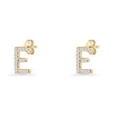 Initial E Stud Earrings