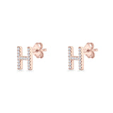 Initial H Stud Earrings