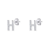 Initial H Stud Earrings