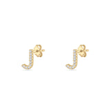 Initial J Stud Earrings