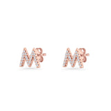 Initial M Stud Earrings