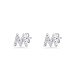 Initial M Stud Earrings