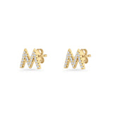 Initial M Stud Earrings