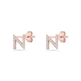 Initial N Stud Earrings