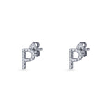 Initial P Stud Earrings