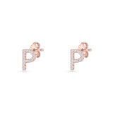 Initial P Stud Earrings