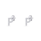 Initial P Stud Earrings