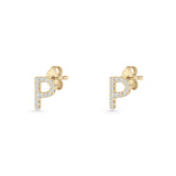 Initial P Stud Earrings