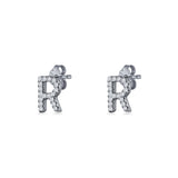 Initial R Stud Earrings
