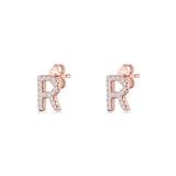 Initial R Stud Earrings