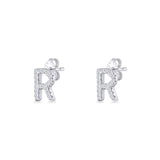 Initial R Stud Earrings