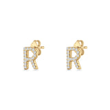 Initial R Stud Earrings