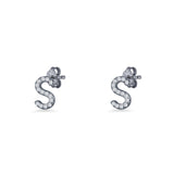 Initial S Stud Earrings