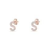 Initial S Stud Earrings