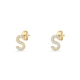 Initial S Stud Earrings