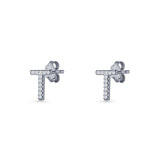 Initial T Stud Earrings