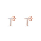 Initial T Stud Earrings