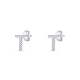 Initial T Stud Earrings