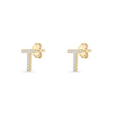 Initial T Stud Earrings