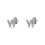 Initial W Stud Earrings