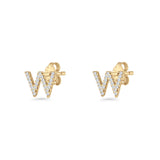 Initial W Stud Earrings