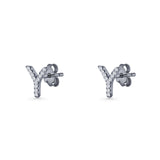 Initial Y Stud Earrings